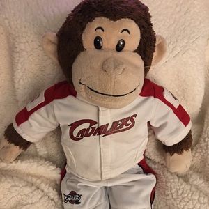 Stuffed monkey, wearing a Cavaliers jersey🐒